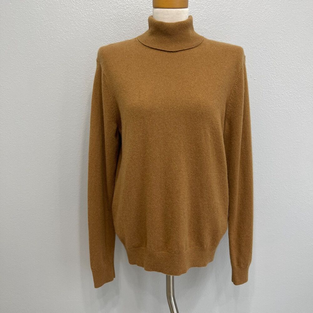 Uniqlo Women's Turtleneck Sweater Medium Brown 100% Cashmere Long Sleeve